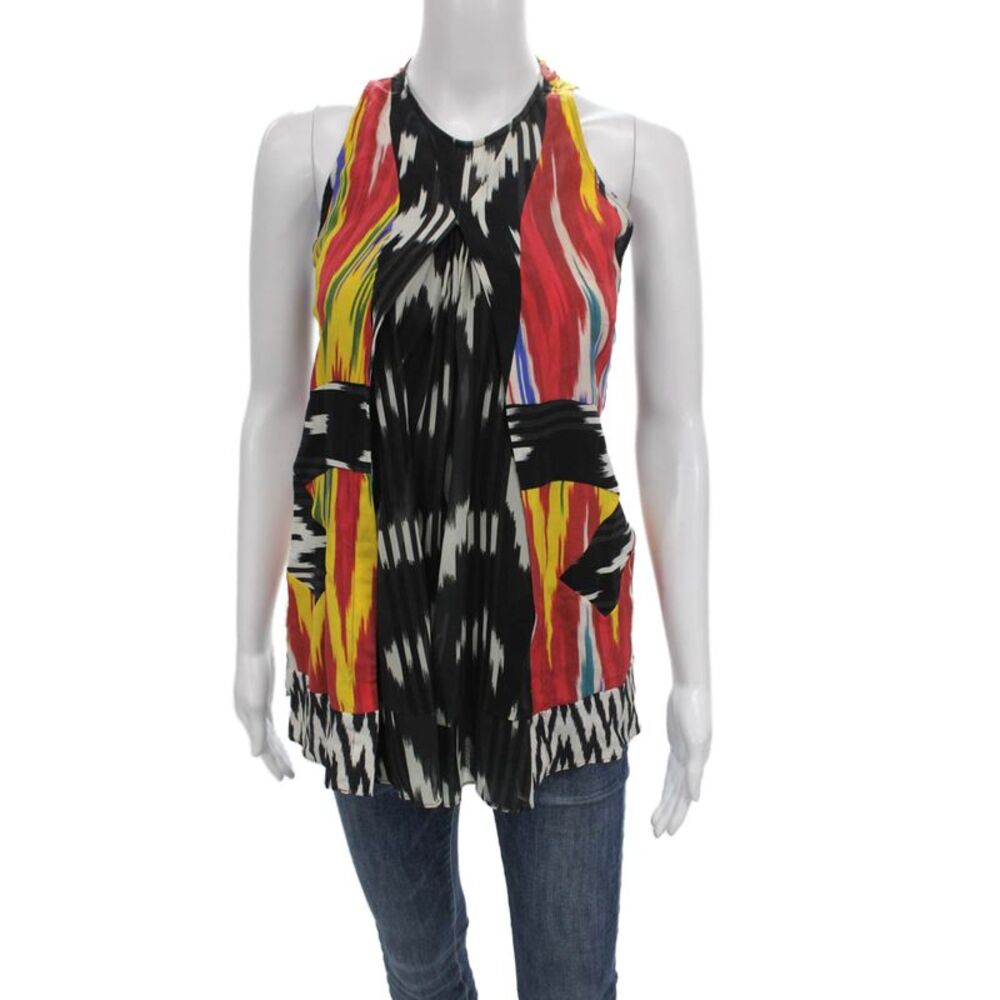 Altuzarra Women Silk Geometric Halter Tunic Multicolor Size 40